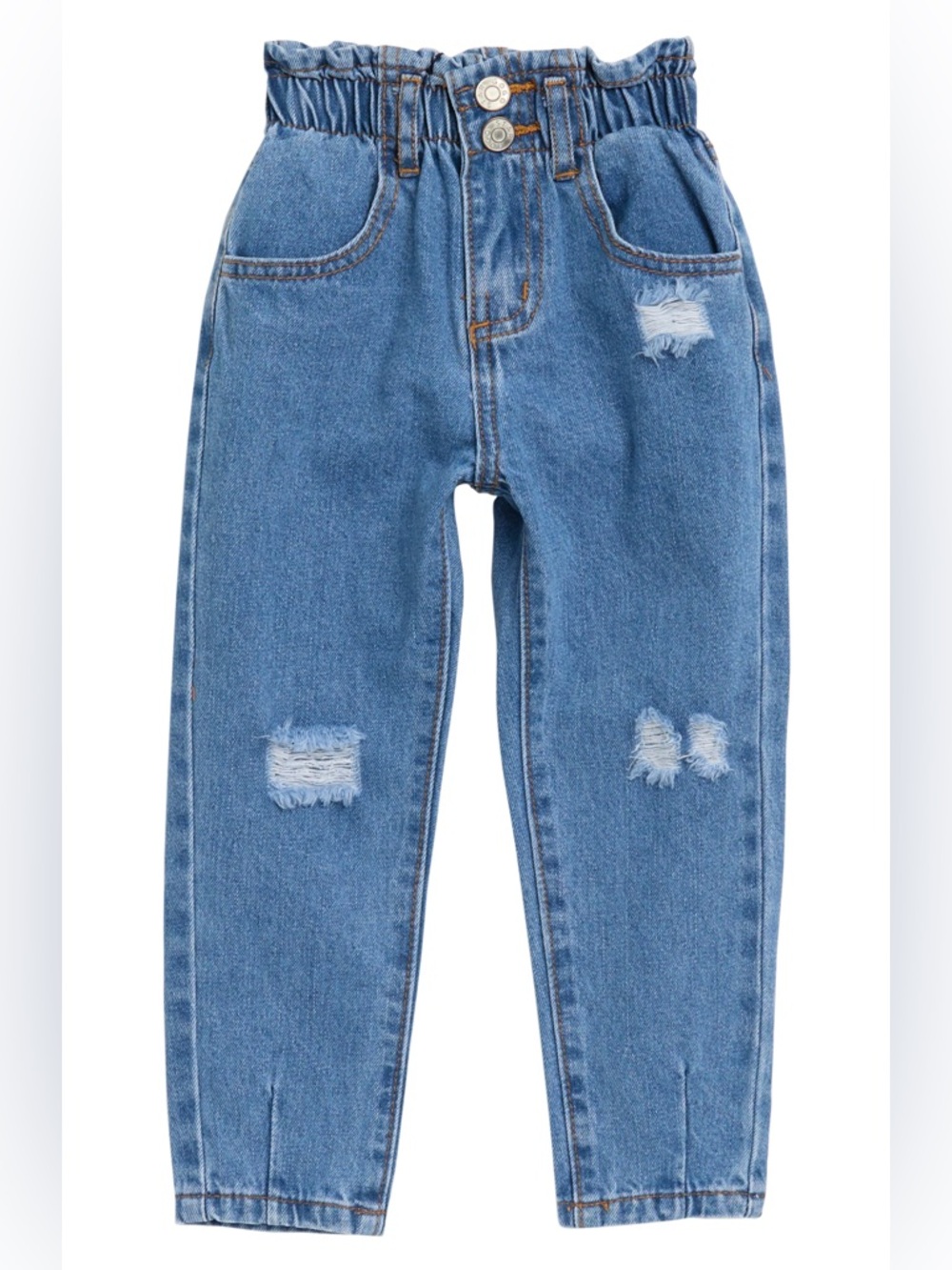 Gogo Star Kids' Paperbag Elastic Waist Distressed Jeans Size 4T LIKE NEW